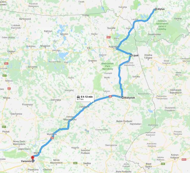 Alytus-Bialystok-Varsovie